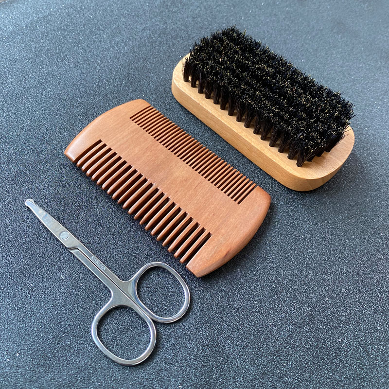 Mens Grooming Travel Kit - Baardverzorgingsset voor heren, baardborstel, borstelmateriaal, baardkam,