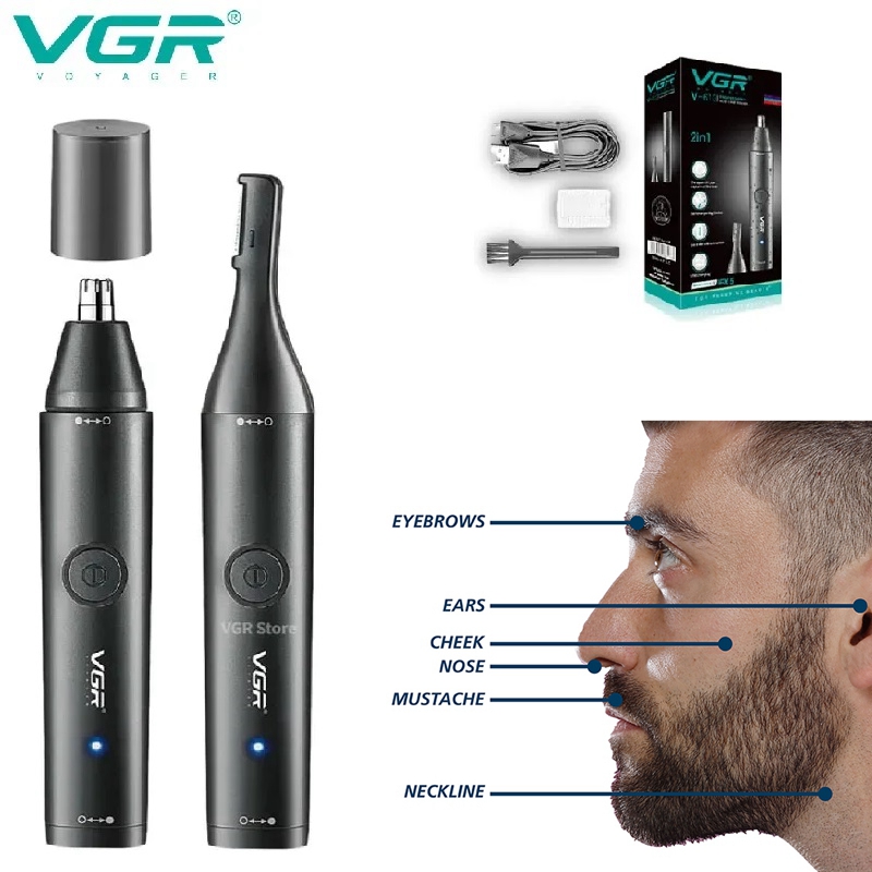 Nose Trimmer - VGR Wasbare neushaartrimmer Baard Gezichtshaartrimmer Wenkbrauw