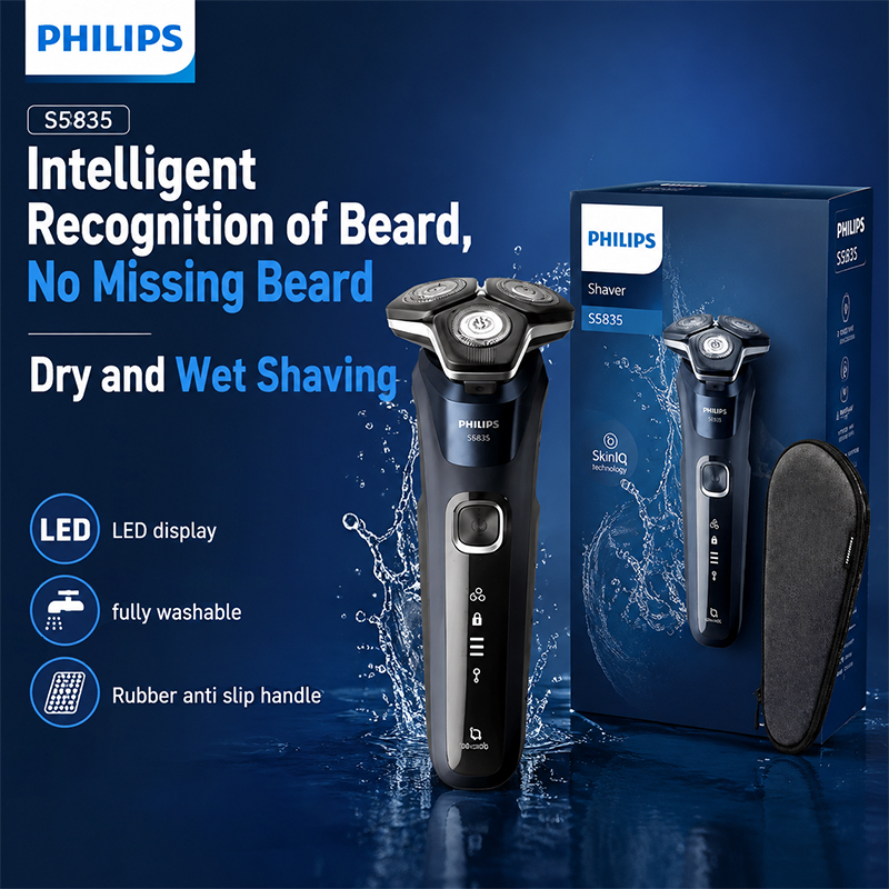Mens Grooming Travel Kit - Philips S5835 Elektrisch Scheerapparaat Rotatie Nat/Droog